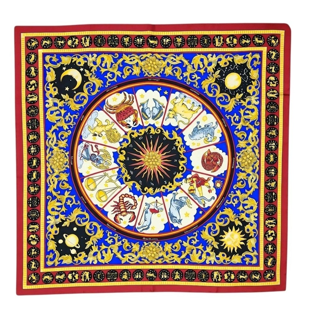 AVON 'Sign of the Stars' Vintage Scarf Astrological Zodiac 35" Made Italy 70s